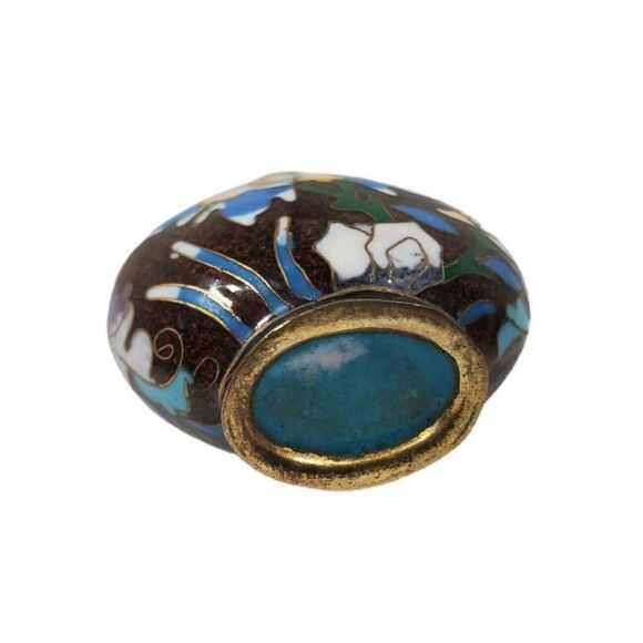 Antique Vintage Cloisonné Enamel Matchstick Toothpick Holder Bud Vase Mini 2.25" - Picture 6 of 7